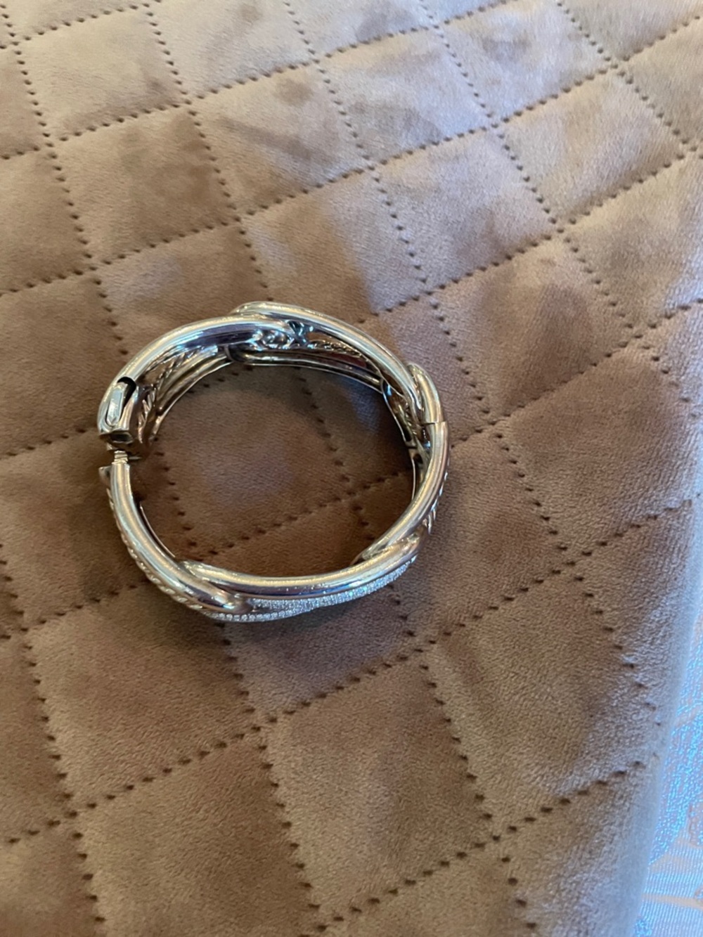 David Yurman Silver metal Pave diamond beautiful Cable bracelet - Picture 3 of 8